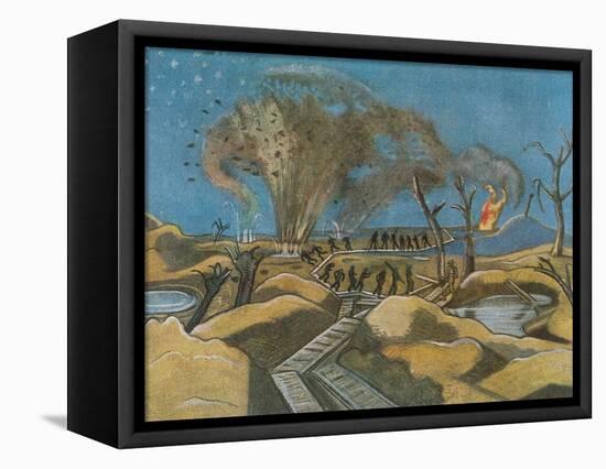 Shelling the Duckboards, from British Artists at the Front, Continuation of the Western Front, 1918-Paul Nash-Framed Stretched Canvas