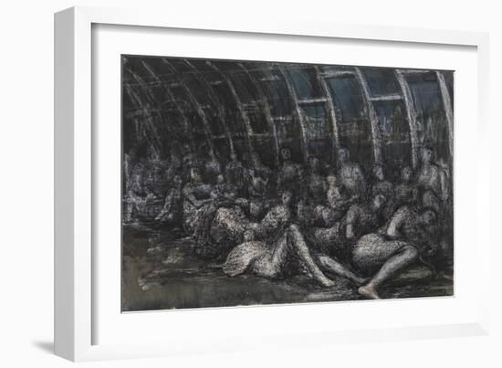 Shelterers in the Tube-Henry Moore-Framed Giclee Print