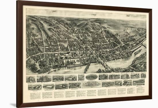 Shelton, Connecticut - Panoramic Map-Lantern Press-Framed Art Print