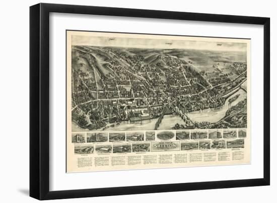 Shelton, Connecticut - Panoramic Map-Lantern Press-Framed Art Print