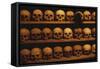 Shelves of Monk Skulls at Great Meteoron Ossuary-Paul Souders-Framed Stretched Canvas