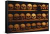 Shelves of Monk Skulls at Great Meteoron Ossuary-Paul Souders-Framed Stretched Canvas