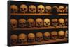 Shelves of Monk Skulls at Great Meteoron Ossuary-Paul Souders-Framed Stretched Canvas