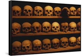 Shelves of Monk Skulls at Great Meteoron Ossuary-Paul Souders-Framed Stretched Canvas