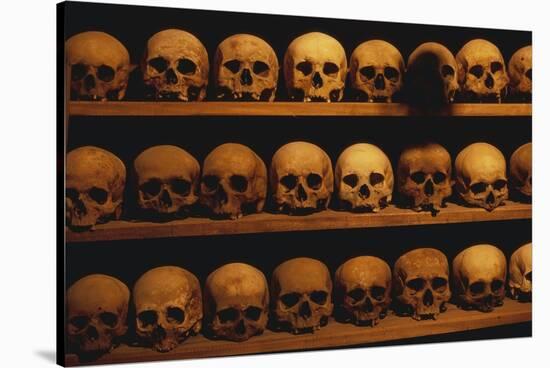 Shelves of Monk Skulls at Great Meteoron Ossuary-Paul Souders-Stretched Canvas