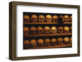 Shelves of Monk Skulls at Great Meteoron Ossuary-Paul Souders-Framed Photographic Print