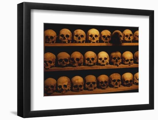 Shelves of Monk Skulls at Great Meteoron Ossuary-Paul Souders-Framed Photographic Print