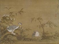 Geese on a Riverbank, Qing Dynasty (1644-1911), 1750-Shen Kai-Mounted Giclee Print