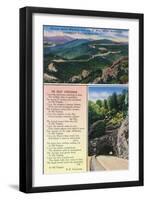 Shenandoah Nat'l Park, Va - Aerial View of Skyline Drive, Tunnel, "In Old Virginia" Poem, c.1956-Lantern Press-Framed Art Print