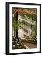 Shenandoah National Park, Virginia - Deer and Fawns-Lantern Press-Framed Art Print