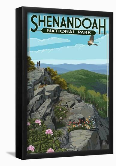 Shenandoah National Park, Virginia - Hikers And Hawk-null-Framed Poster