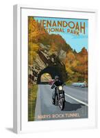 Shenandoah National Park, Virginia - Marys Rock Tunnel Motorcycle-Lantern Press-Framed Art Print