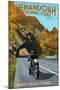 Shenandoah National Park, Virginia - Marys Rock Tunnel Motorcycle-Lantern Press-Mounted Art Print