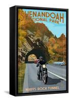 Shenandoah National Park, Virginia - Marys Rock Tunnel Motorcycle-Lantern Press-Framed Stretched Canvas
