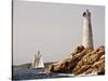 Shenandoah of Sark Schooner Sails Past Sardinia's Monaci Lighthouse on Costa Smeralda-Onne van der Wal-Stretched Canvas