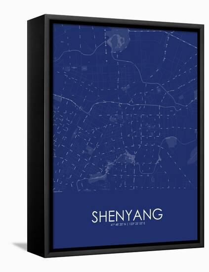 Shenyang, China Blue Map-null-Framed Stretched Canvas