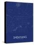 Shenyang, China Blue Map-null-Stretched Canvas