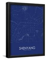 Shenyang, China Blue Map-null-Framed Poster