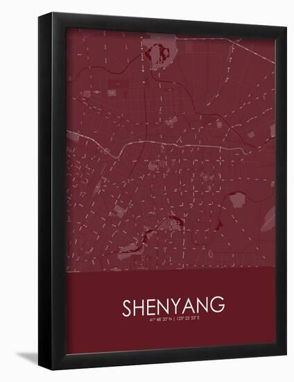 Shenyang, China Red Map-null-Framed Poster