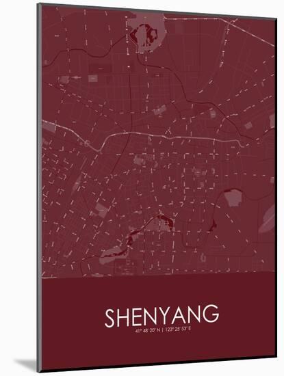 Shenyang, China Red Map-null-Mounted Poster