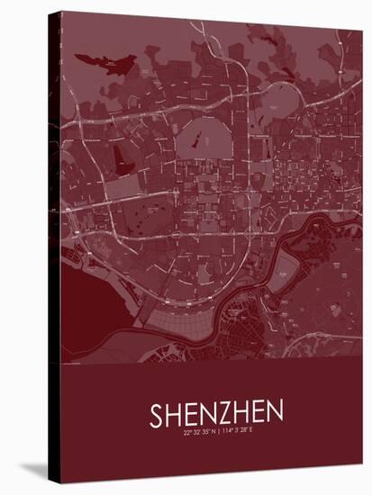 Shenzhen, China Red Map-null-Stretched Canvas