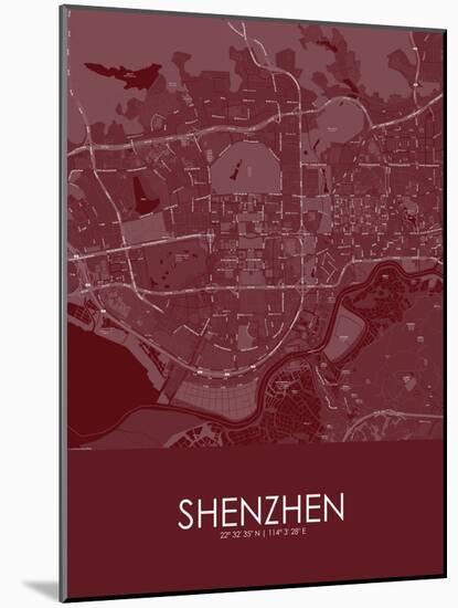 Shenzhen, China Red Map-null-Mounted Poster