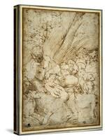 Shepherd Boy Holding a Pipe, Resting under a Tree with His Dog Among their Flock-Parmigianino-Stretched Canvas