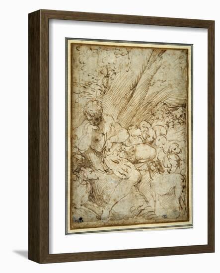 Shepherd Boy Holding a Pipe, Resting under a Tree with His Dog Among their Flock-Parmigianino-Framed Giclee Print