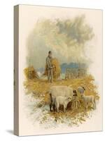 Shepherd Brings a Bale of Hay to His Flock in Winter- Time-Phillips Brooks-Stretched Canvas