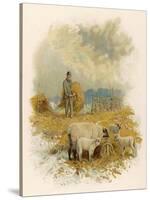 Shepherd Brings a Bale of Hay to His Flock in Winter- Time-Phillips Brooks-Stretched Canvas