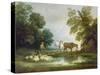 Shepherd by a Stream-Thomas Gainsborough-Stretched Canvas