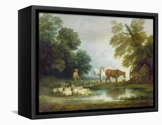 Shepherd by a Stream-Thomas Gainsborough-Framed Stretched Canvas