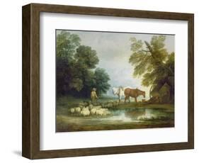 Shepherd by a Stream-Thomas Gainsborough-Framed Giclee Print