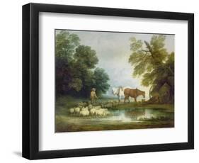 Shepherd by a Stream-Thomas Gainsborough-Framed Giclee Print