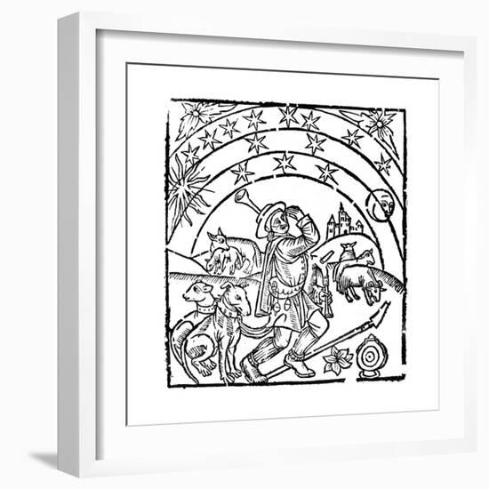 Shepherd Guarding His Flock at Night, Early 16th Century-null-Framed Giclee Print