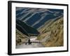 Shepherd Herding Flock of Sheep Through Mountain Pass, Glenorchy, South Island, New Zealand-D H Webster-Framed Photographic Print