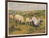 Shepherd in a Meadow with His Dog and His Sheep-null-Framed Art Print