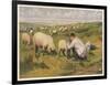 Shepherd in a Meadow with His Dog and His Sheep-null-Framed Art Print