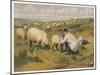 Shepherd in a Meadow with His Dog and His Sheep-null-Mounted Art Print