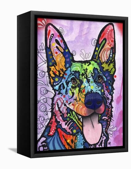 Shepherd Love, Dogs, Pets, Ears, Happy, Panting, Tongue, Love, Pop Art, Colorful, Stencils-Russo Dean-Framed Stretched Canvas