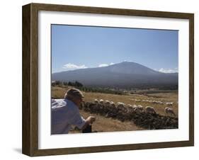 Shepherd, Mount Etna, Sicily, Italy-Oliviero Olivieri-Framed Photographic Print