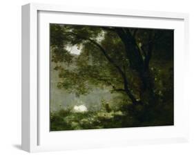 Shepherd, Souvenir of Mortefontaine, France-Jean-Baptiste-Camille Corot-Framed Premium Giclee Print