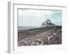 Shepherd Tending Flock of Sheep, Mont Saint Michel, a 13th Cent. Abbey and Town on Brittany Coast-Nat Farbman-Framed Photographic Print