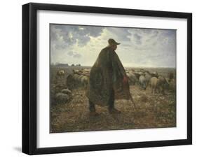 Shepherd Tending His Flock, Early 1860S-Jean-François Millet-Framed Giclee Print
