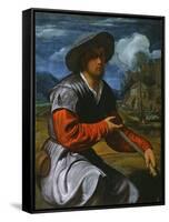 Shepherd with a Flute, c.1525-Giovanni Girolamo Savoldo-Framed Stretched Canvas