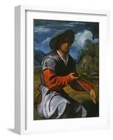 Shepherd with a Flute, c.1525-Giovanni Girolamo Savoldo-Framed Giclee Print