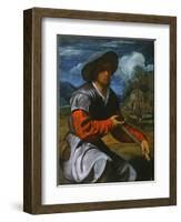 Shepherd with a Flute, c.1525-Giovanni Girolamo Savoldo-Framed Giclee Print