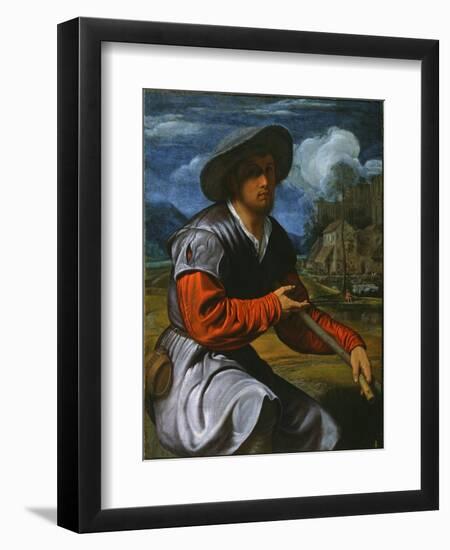 Shepherd with a Flute, c.1525-Giovanni Girolamo Savoldo-Framed Giclee Print