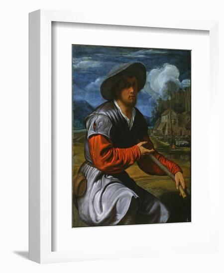 Shepherd with a Flute, c.1525-Giovanni Girolamo Savoldo-Framed Giclee Print