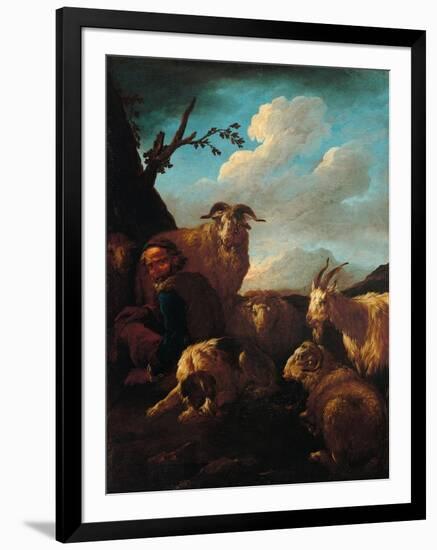 Shepherd with Animals-Rosa da Tivoli,-Framed Art Print